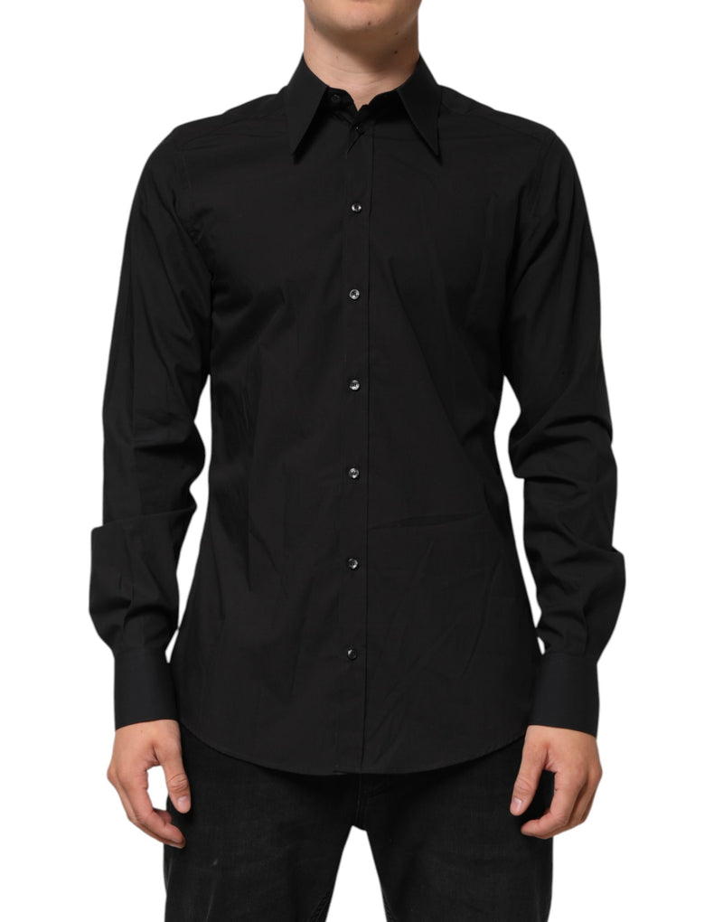 Black MARTINI Slim Fit Dress Formal Men Shirt-Dolce & Gabbana-LabelTerrace.com