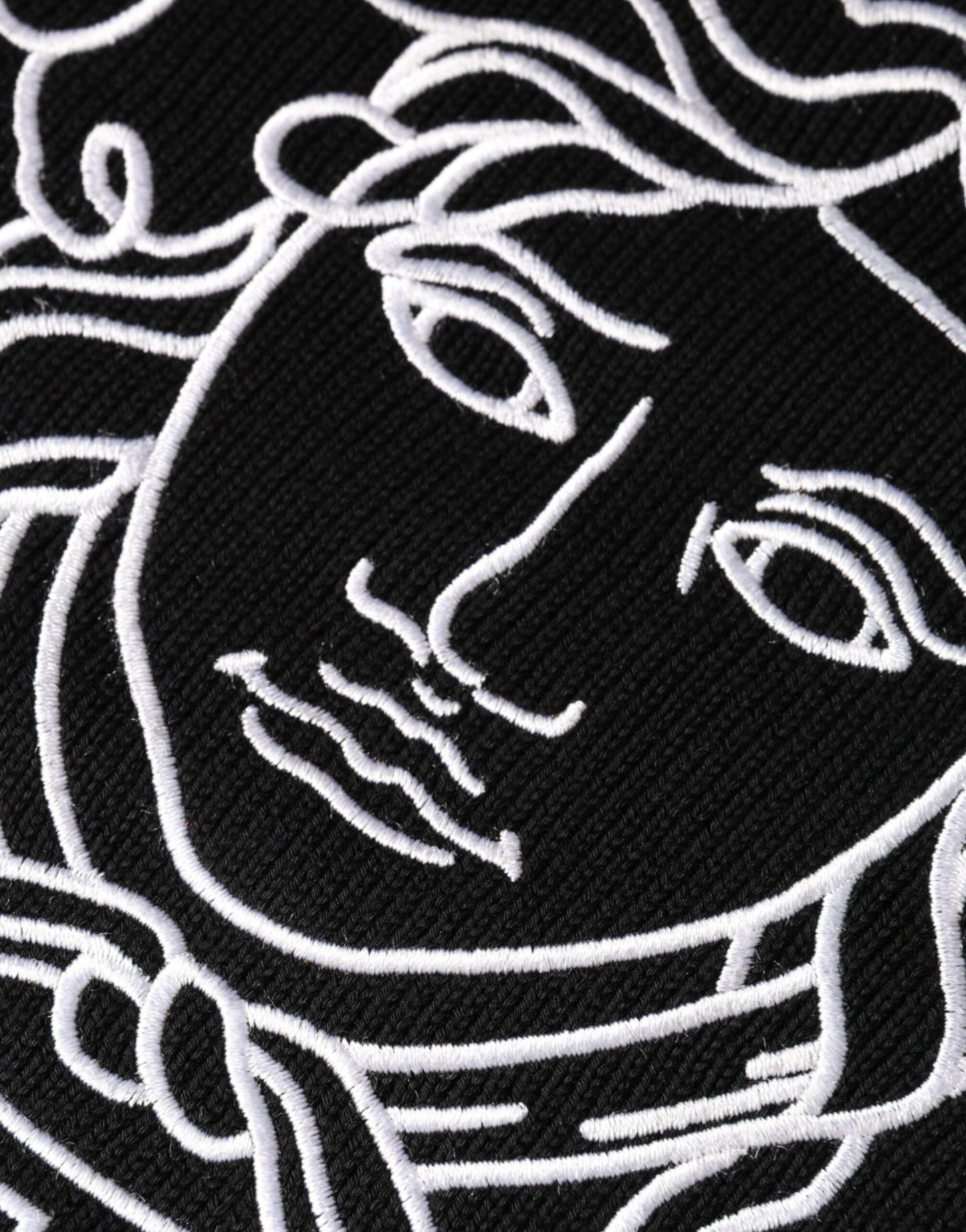 Black Medusa Embroidery Crew Neck Pullover Sweater-Versace-LabelTerrace.com