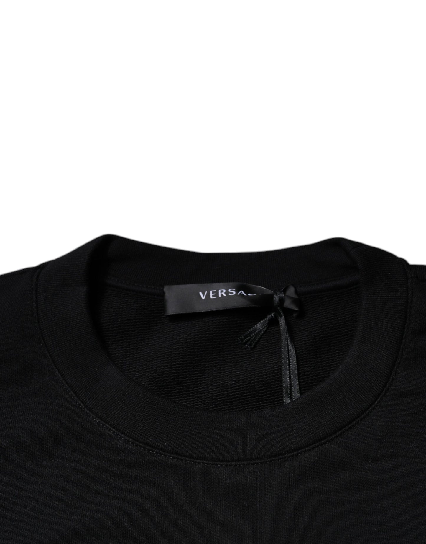 Black Medusa Embroidery Crew Neck Pullover Sweater-Versace-LabelTerrace.com