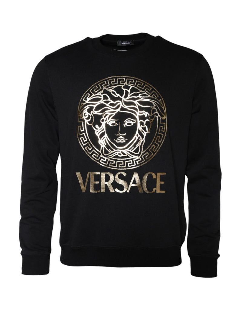 Black Medusa Fleece Cotton Crew Neck Sweatshirt Sweater-Versace-LabelTerrace.com