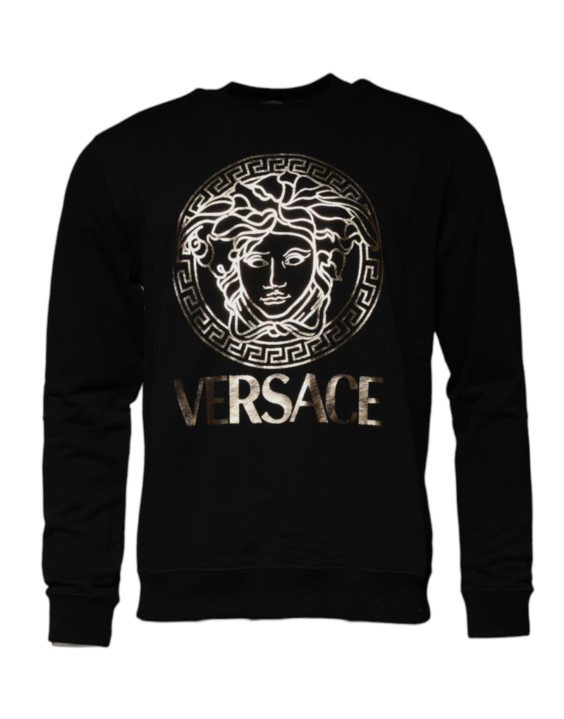 Black Medusa Fleece Men Crew Neck Sweatshirt Sweater-Versace-LabelTerrace.com