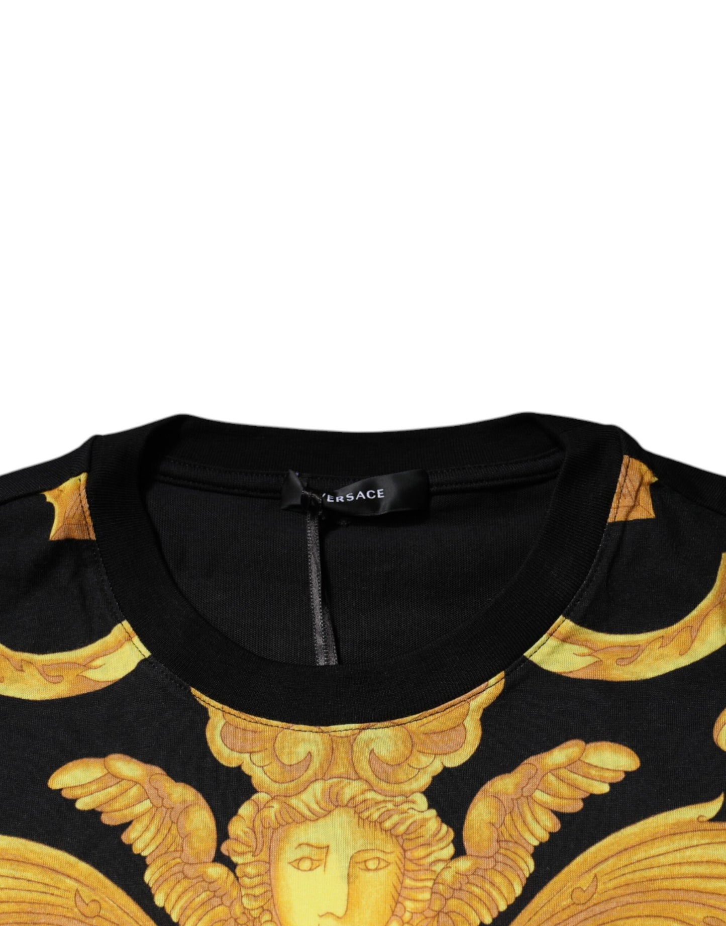 Black Medusa Print Cotton Crew Neck T-shirt-Versace-LabelTerrace.com