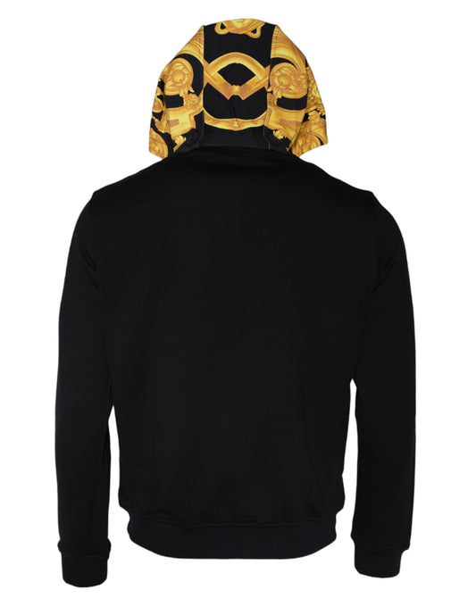 Black Medusa Print Cotton Full Zip HoodieSweatshirt Sweater-Versace-LabelTerrace.com