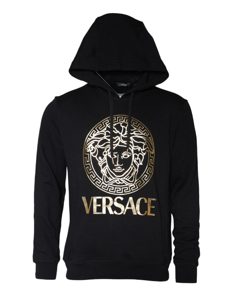 Black Medusa Print Cotton HoodiePullover Sweatshirt Sweater-Versace-LabelTerrace.com