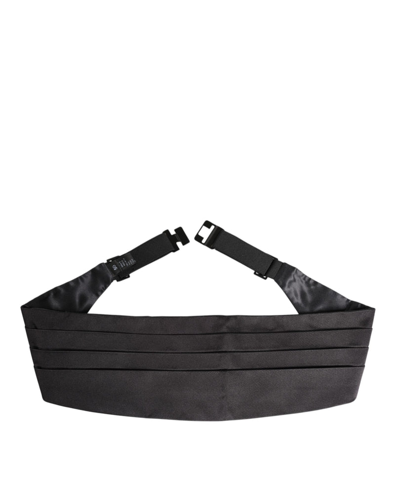 Black Men 100% Silk Belt Wide Waist Cummerbund-Dolce & Gabbana-LabelTerrace.com