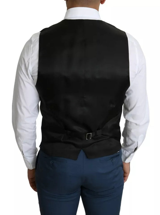 Black Men Formal STAFF Dress Waistcoat Vest-Dolce & Gabbana-LabelTerrace.com