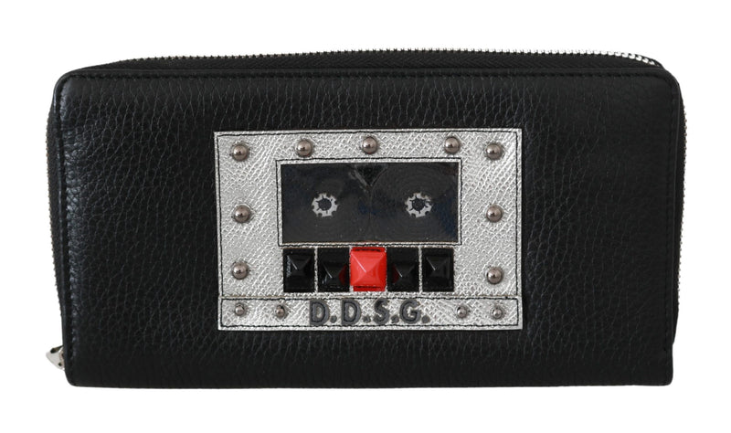 Black Mens Zipper Continental Purse 100% Leather Wallet-Dolce & Gabbana-LabelTerrace.com