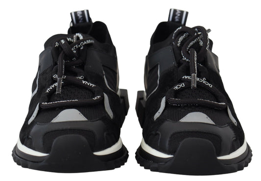 Black Mesh Sorrento Trekking Sneakers Shoes-Dolce & Gabbana-LabelTerrace.com