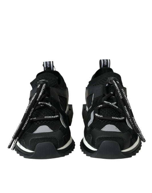 Black Mesh Sorrento Trekking Sneakers Shoes-Dolce & Gabbana-LabelTerrace.com