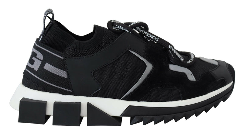Black Mesh Sorrento Trekking Sneakers Shoes-Dolce & Gabbana-LabelTerrace.com