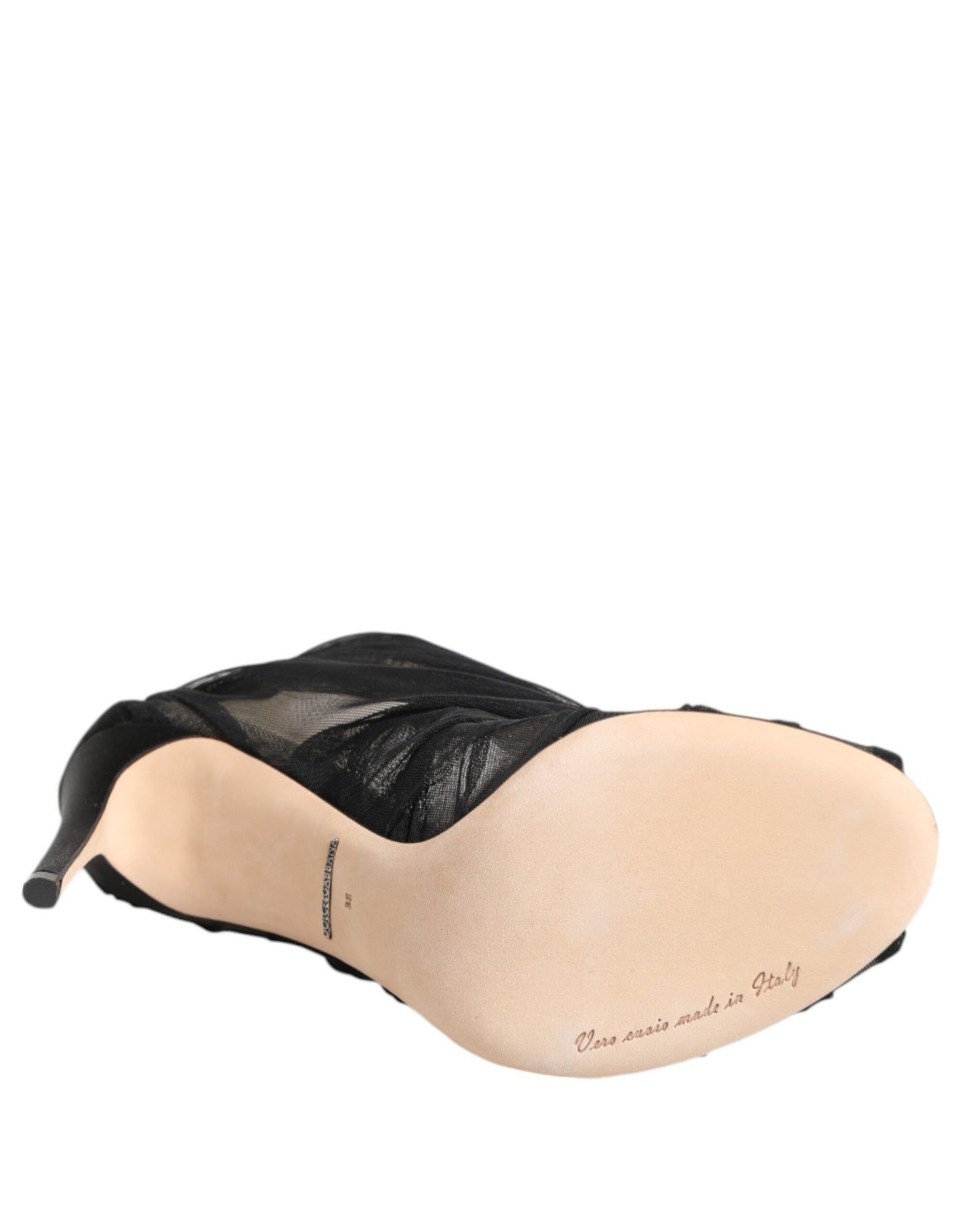 Black Mesh Stiletto Heels Ankle Boots Shoes-Dolce & Gabbana-LabelTerrace.com