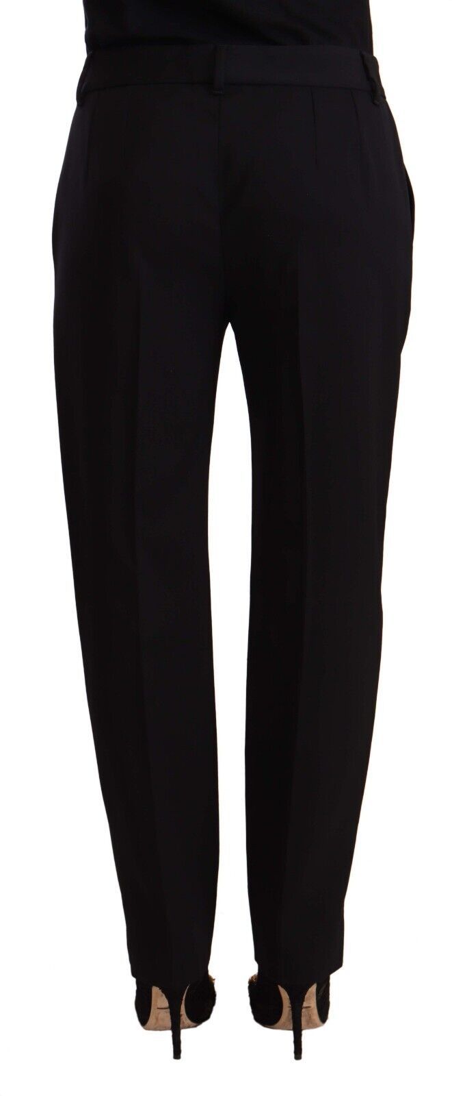 Black Mid Waist Skinny Trouser Wool Pants-Dolce & Gabbana-LabelTerrace.com