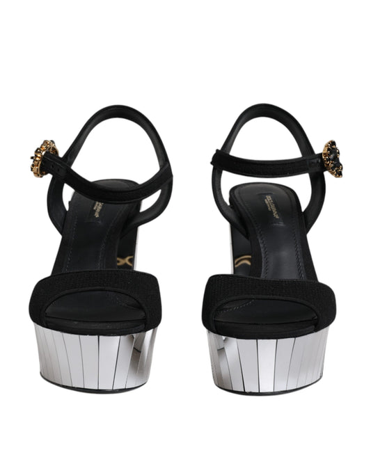 Black Mirror Heels Platform Sandals Shoes-Dolce & Gabbana-LabelTerrace.com
