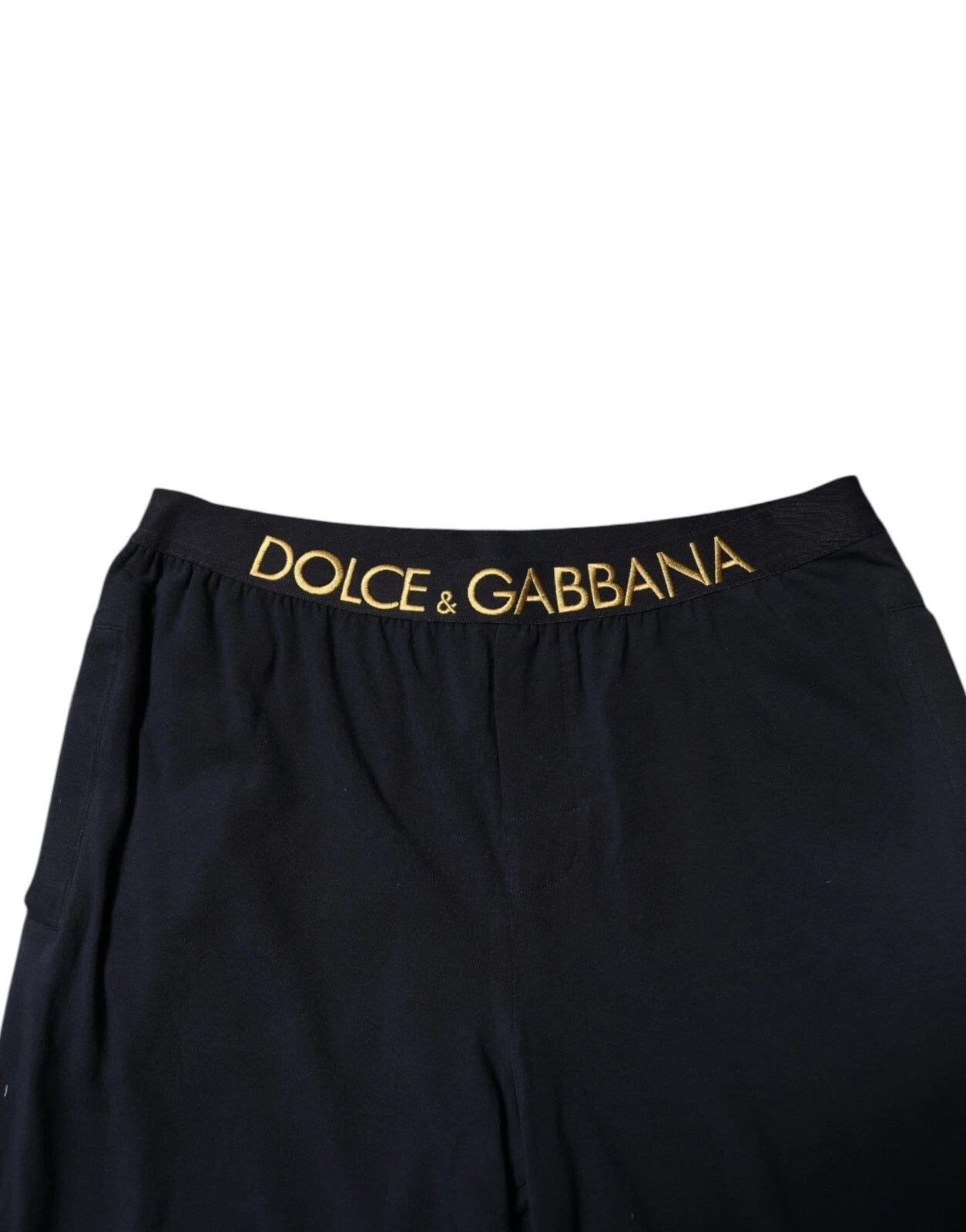Black Modal Spandex Straight Logo Trouser Pants-Dolce & Gabbana-LabelTerrace.com