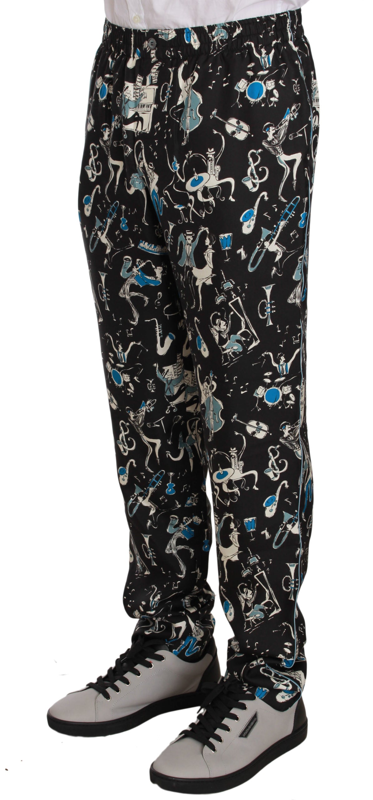 Black Musical Instrument Sleepwear Pants-Dolce & Gabbana-LabelTerrace.com