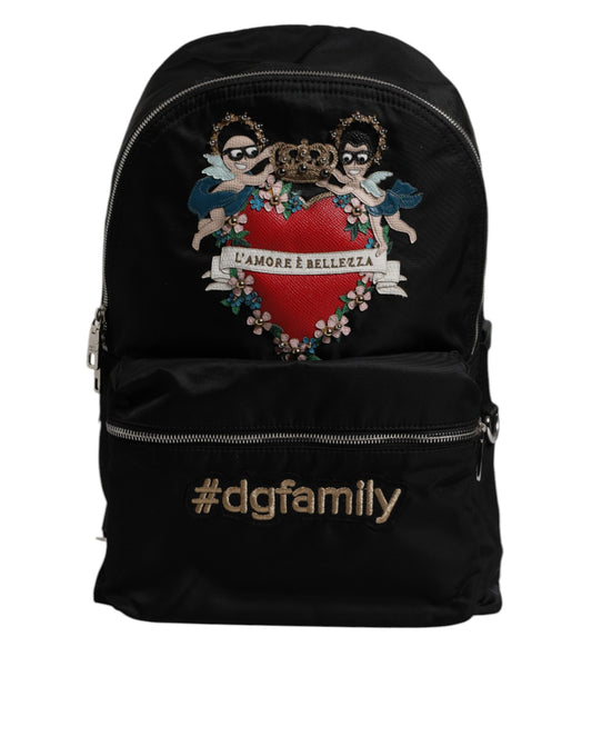 Black Nylon #DGFAMILY Embellished Backpack VULCANO Bag-Dolce & Gabbana-LabelTerrace.com