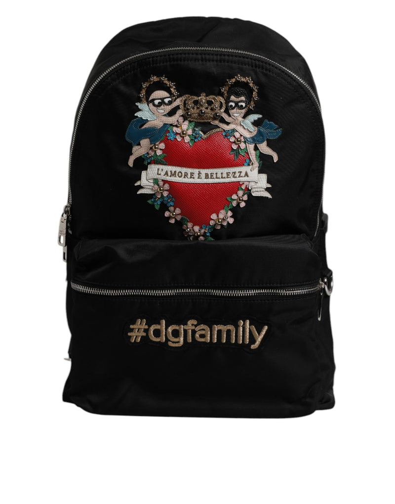 Black Nylon #DGFAMILY Embellished Backpack VULCANO Bag-Dolce & Gabbana-LabelTerrace.com