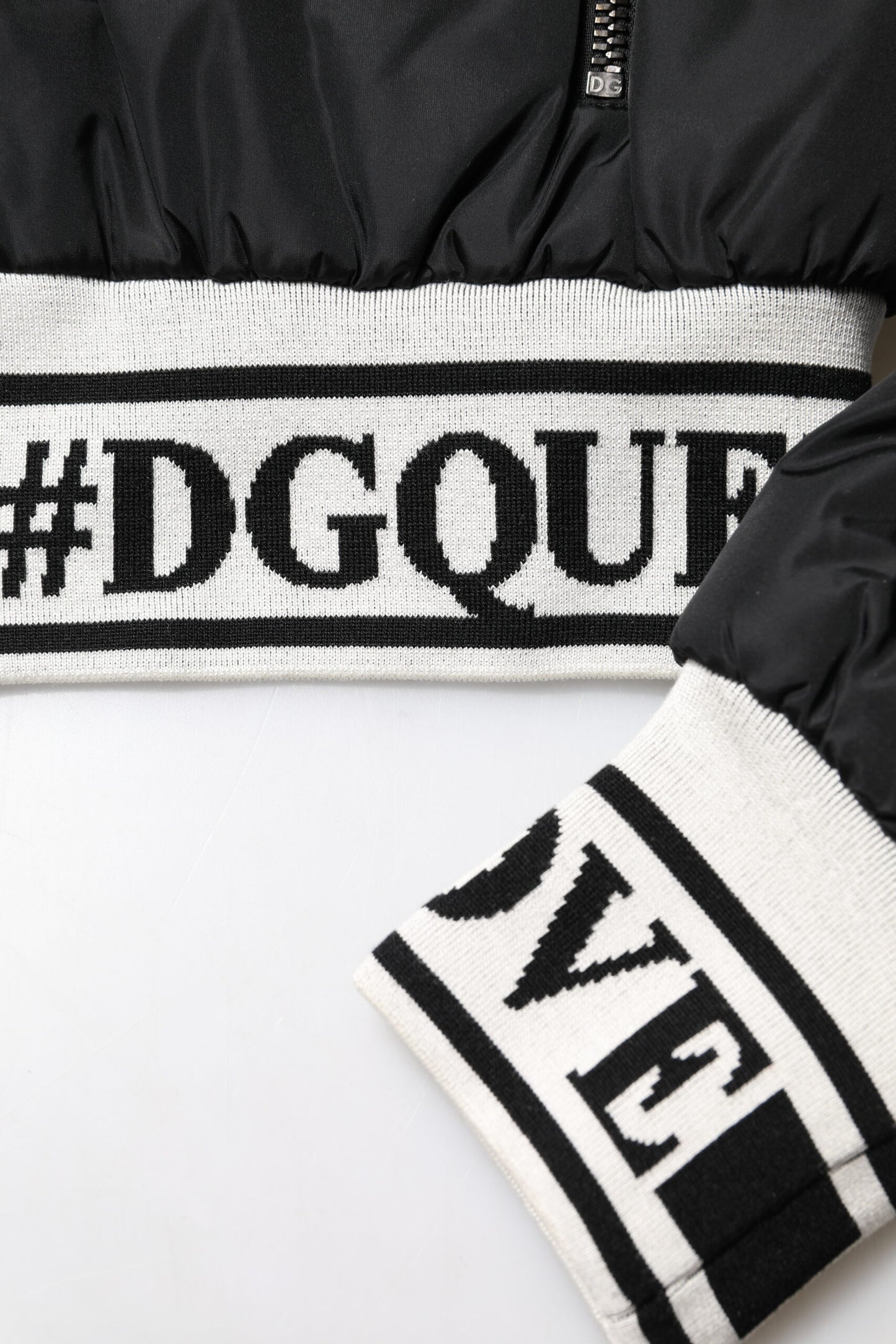 Black Nylon #DGFamily Full Zip Bomber Jacket-Dolce & Gabbana-LabelTerrace.com