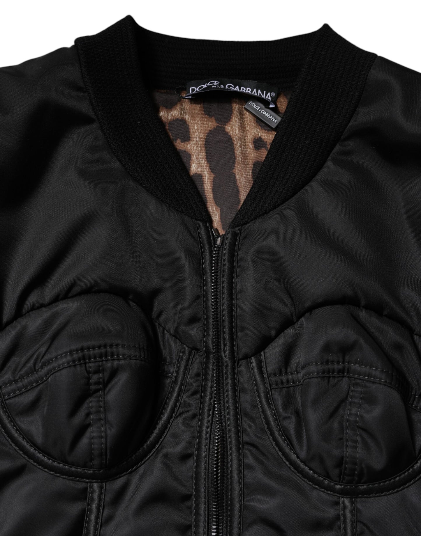 Black Nylon Full Zip Bustier Corset Jacket-Dolce & Gabbana-LabelTerrace.com