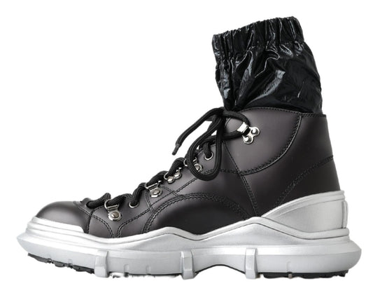 Black Nylon Galileo High Top Sneakers Shoes-Dolce & Gabbana-LabelTerrace.com