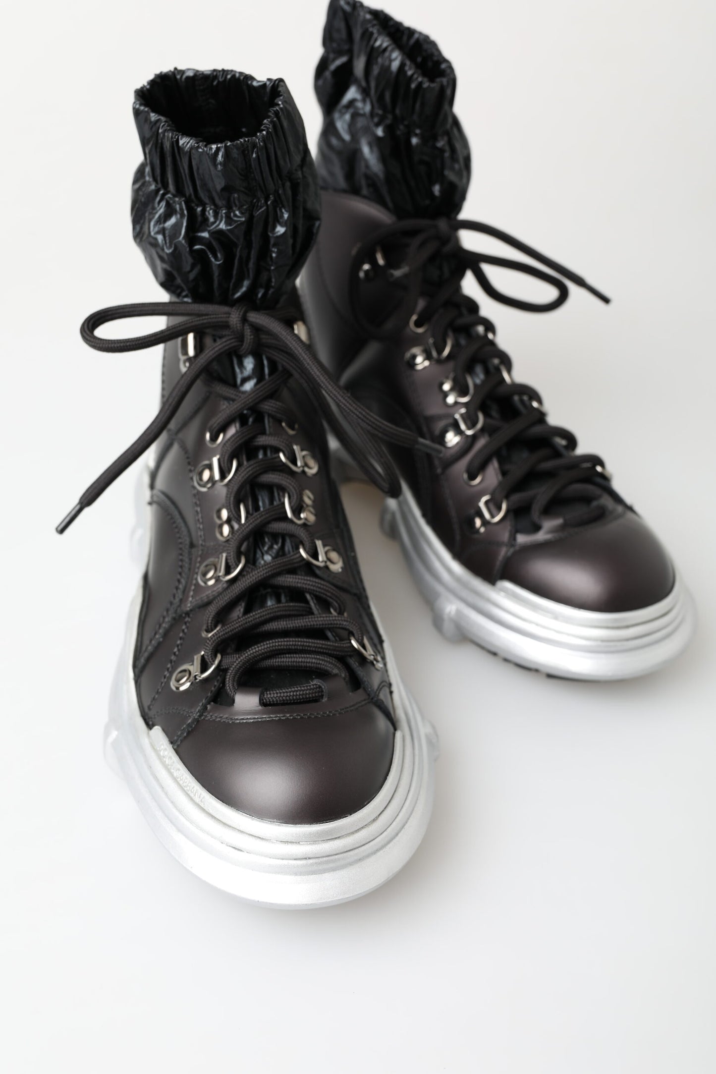 Black Nylon Galileo High Top Sneakers Shoes-Dolce & Gabbana-LabelTerrace.com
