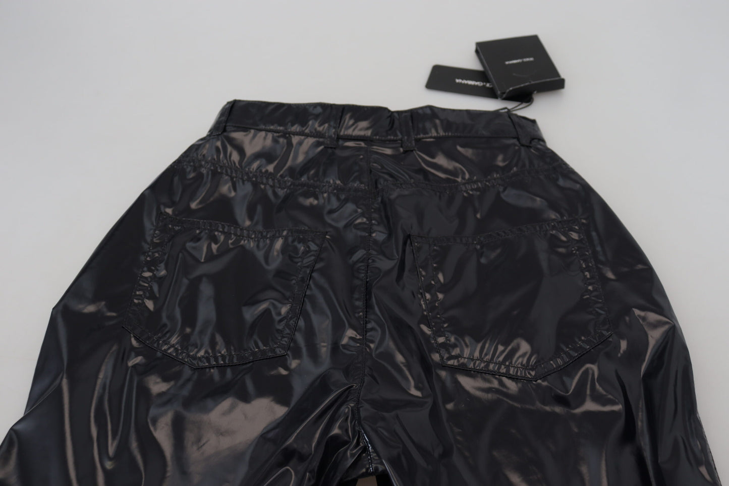 Black Nylon High Waist Skinny Pants-Dolce & Gabbana-LabelTerrace.com