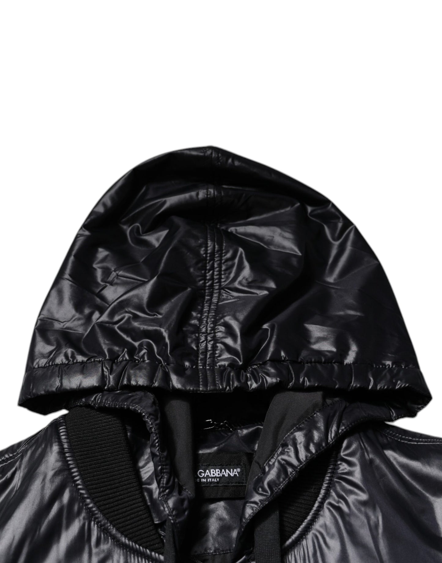 Black Nylon Hooded Full Zip Blouson Jacket-Dolce & Gabbana-LabelTerrace.com