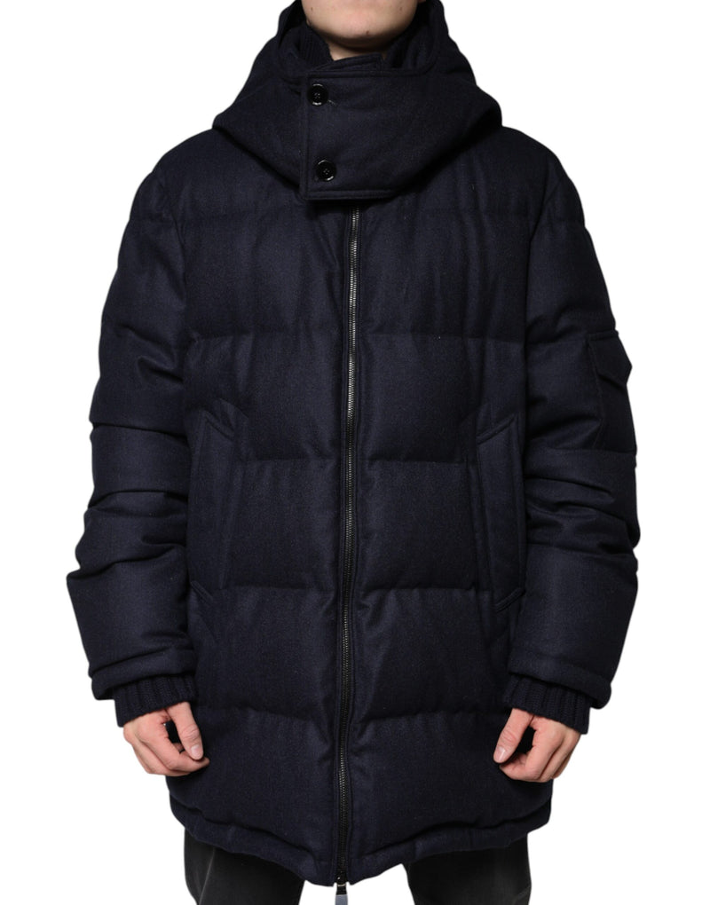 Black Nylon Hooded Puffer Men Coat Jacket-Dolce & Gabbana-LabelTerrace.com