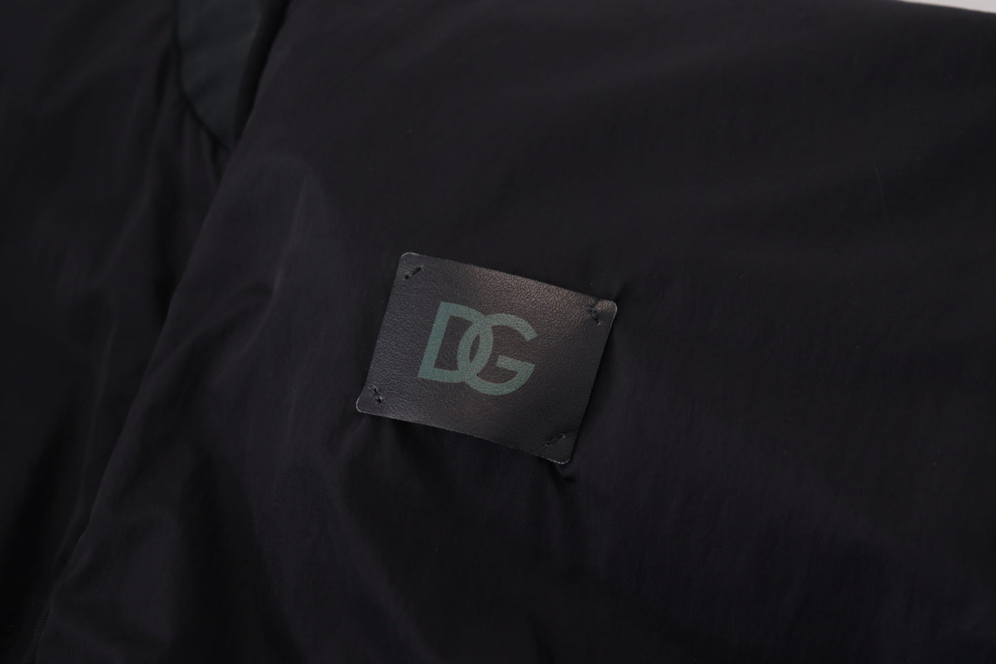 Black Nylon Logo Bomber Zipper Jacket-Dolce & Gabbana-LabelTerrace.com