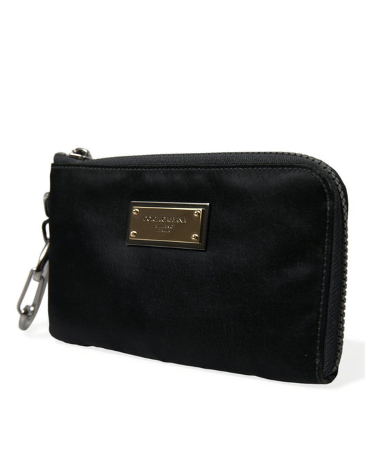 Black Nylon Logo Plaque Keyring Pouch Clutch Bag-Dolce & Gabbana-LabelTerrace.com