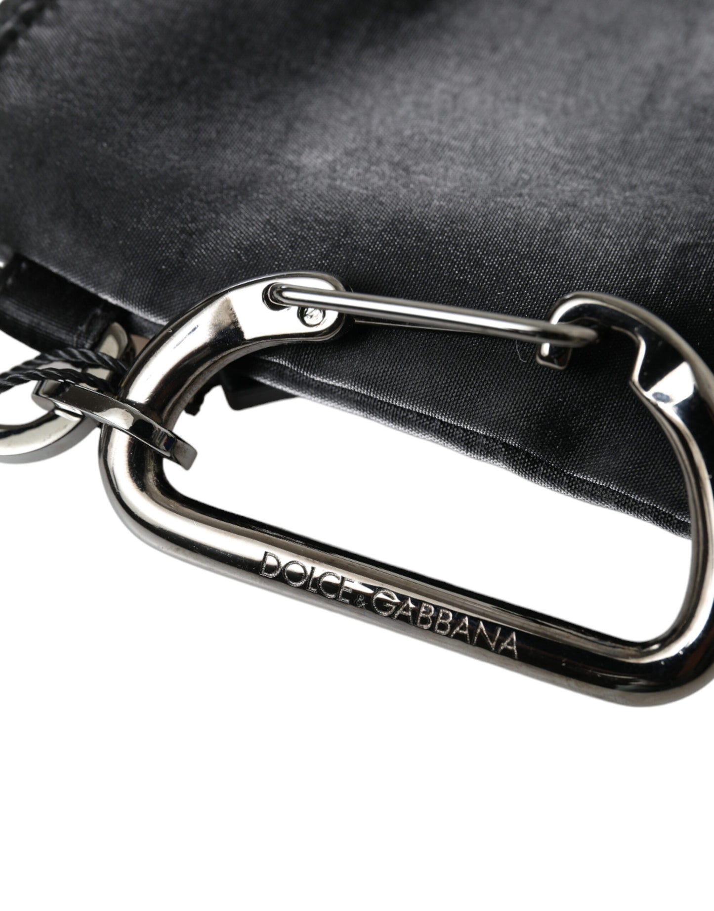 Black Nylon Logo Plaque Keyring Pouch Clutch Bag-Dolce & Gabbana-LabelTerrace.com