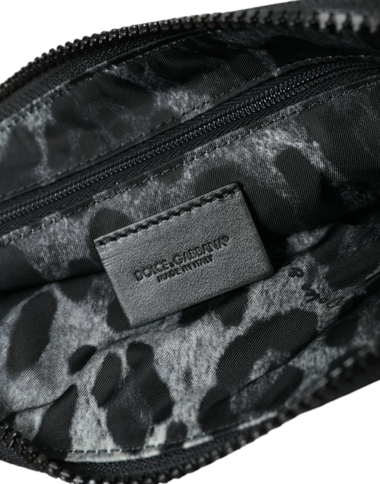 Black Nylon Logo Plaque Keyring Pouch Clutch Bag-Dolce & Gabbana-LabelTerrace.com
