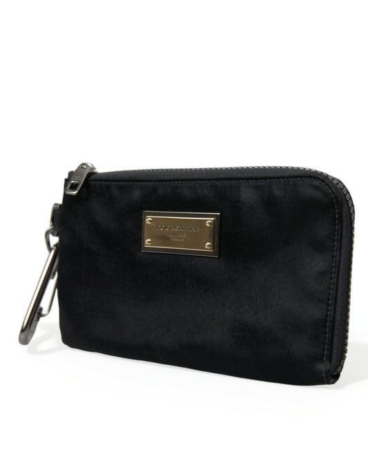 Black Nylon Logo Plaque Keyring Pouch Clutch Bags-Dolce & Gabbana-LabelTerrace.com