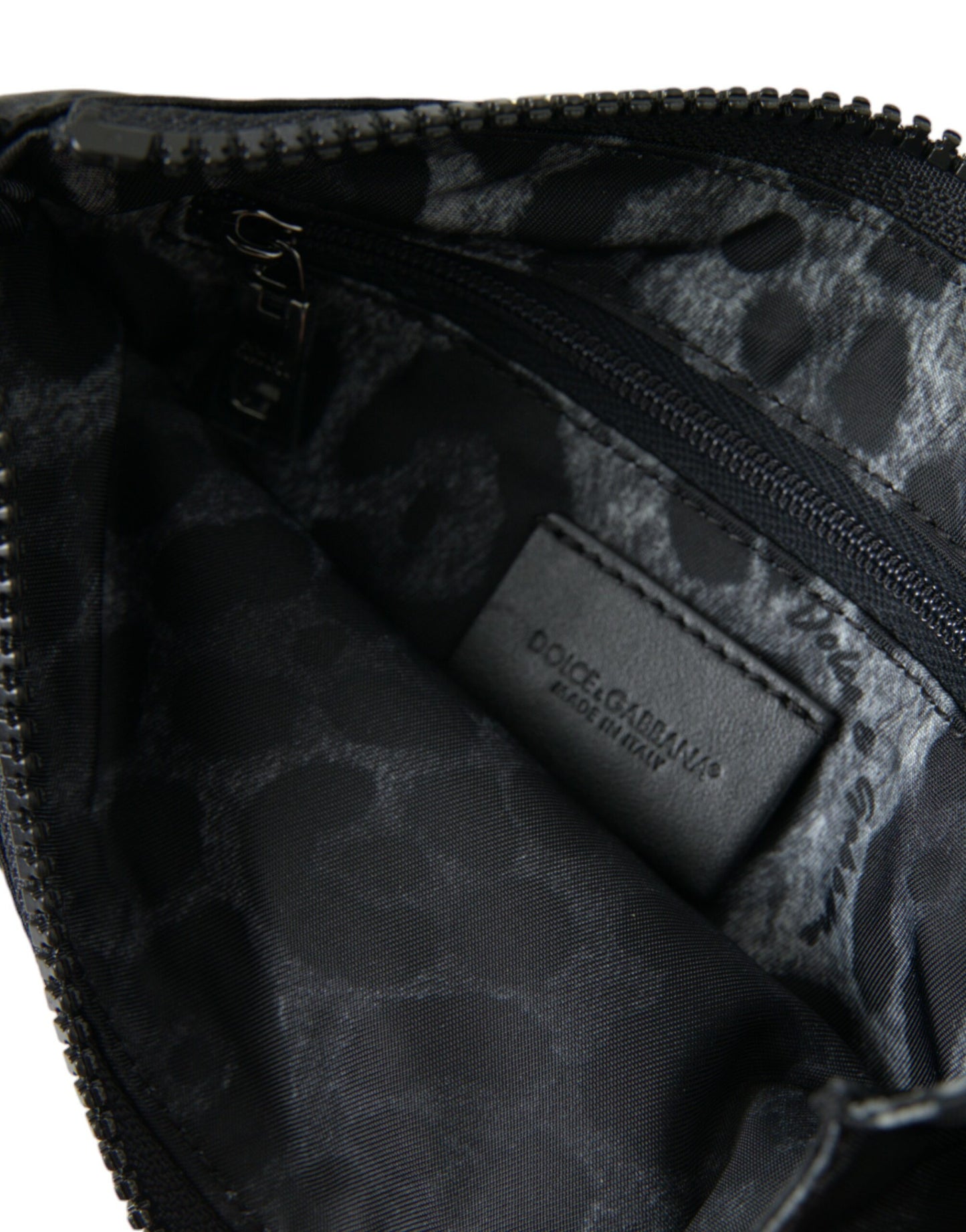 Black Nylon Logo Plaque Keyring Pouch Clutch Bags-Dolce & Gabbana-LabelTerrace.com