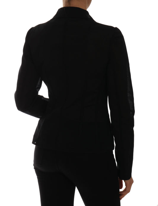 Black Nylon Net Blazer Jacket-Dolce & Gabbana-LabelTerrace.com