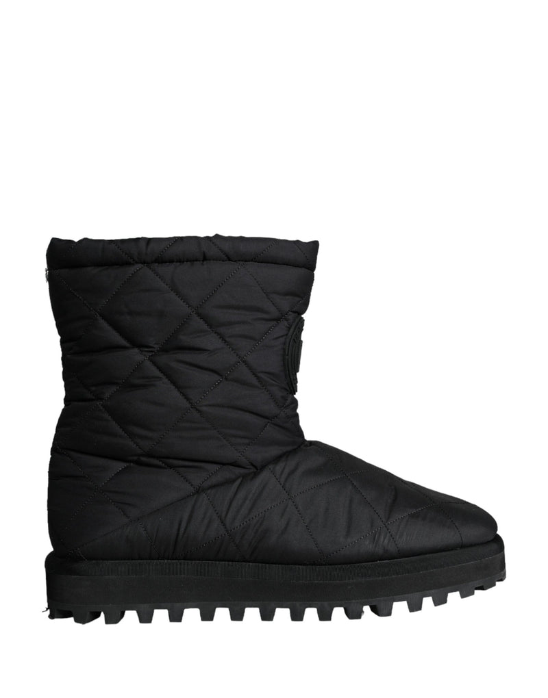 Black Nylon Padded Mid Calf Men Boots Shoes-Dolce & Gabbana-LabelTerrace.com