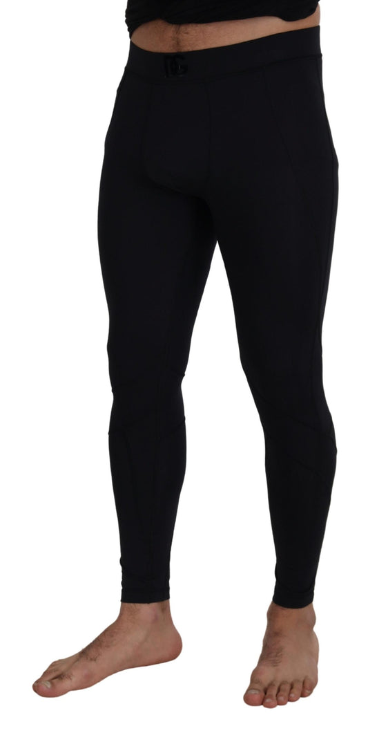 Black Nylon Slim Fit Stretch Pants-Dolce & Gabbana-LabelTerrace.com