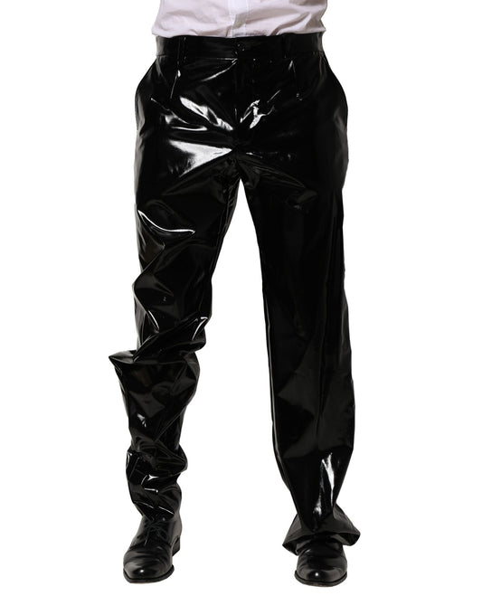 Black Nylon Straight Men Pants-Dolce & Gabbana-LabelTerrace.com