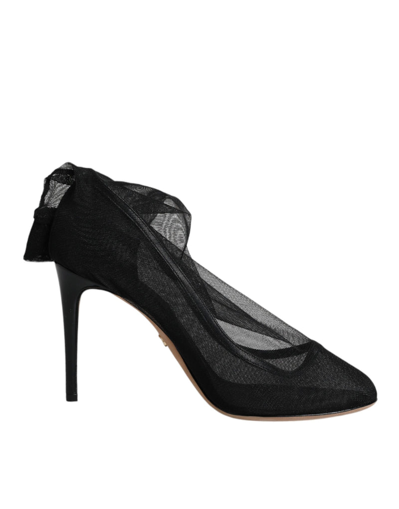 Black Nylon Stretch Mesh Sock Boots Shoes-Dolce & Gabbana-LabelTerrace.com