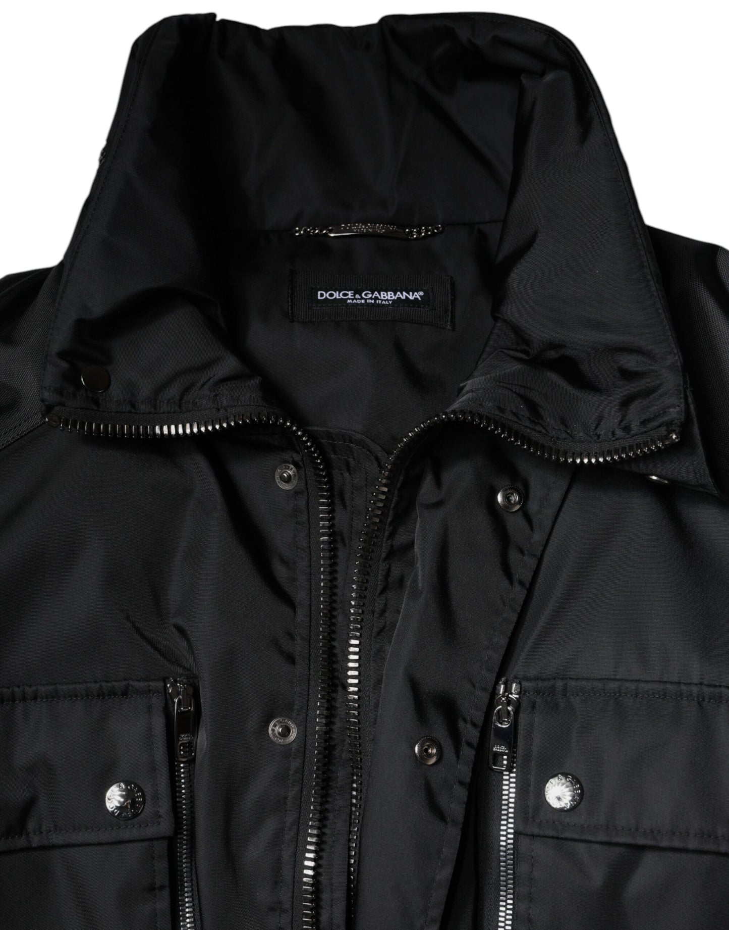 Black Nylon Winter Men Parka Coat Jacket-Dolce & Gabbana-LabelTerrace.com