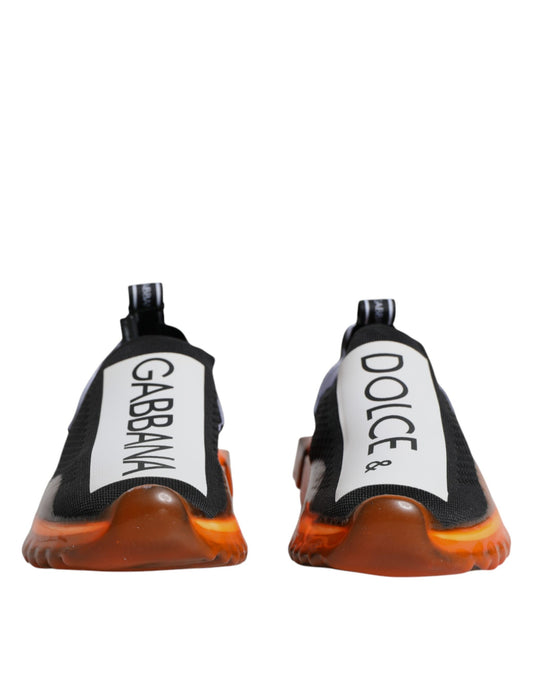 Black Orange Sorrento Slip On Sneakers Shoes-Dolce & Gabbana-LabelTerrace.com
