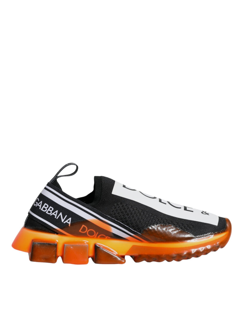 Black Orange Sorrento Slip On Sneakers Shoes-Dolce & Gabbana-LabelTerrace.com