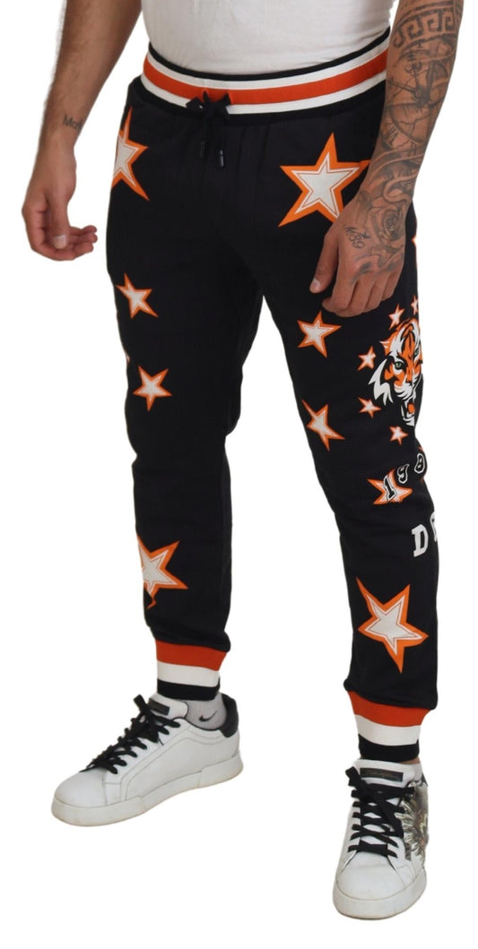 Black Orange Star Trousers Sport Pants-Dolce & Gabbana-LabelTerrace.com