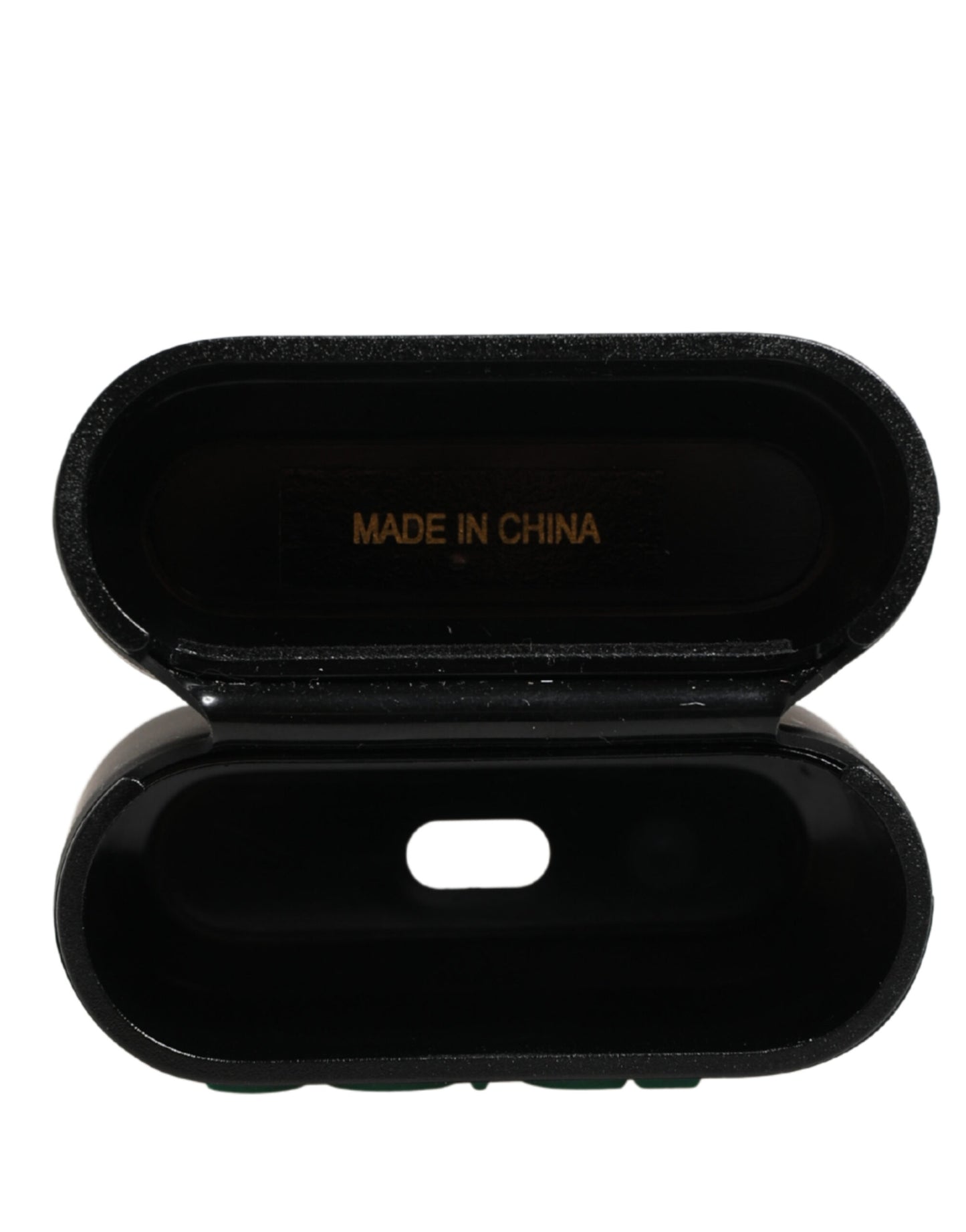 Black PVC Embossed Logo Flip Holder Women Airpods Case