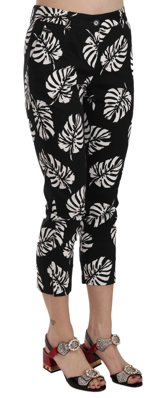 Black Palm Leaf Print Skinny Pants-Dolce & Gabbana-LabelTerrace.com