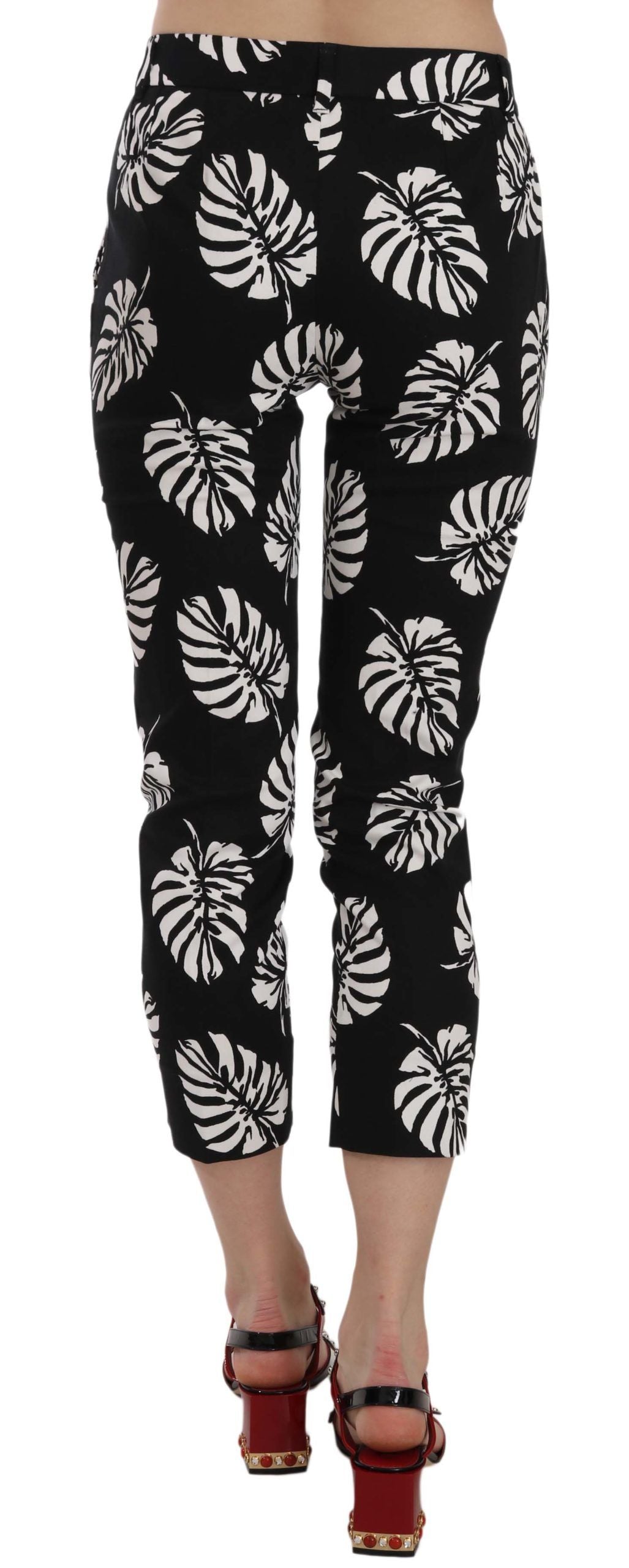 Black Palm Leaf Print Skinny Pants-Dolce & Gabbana-LabelTerrace.com