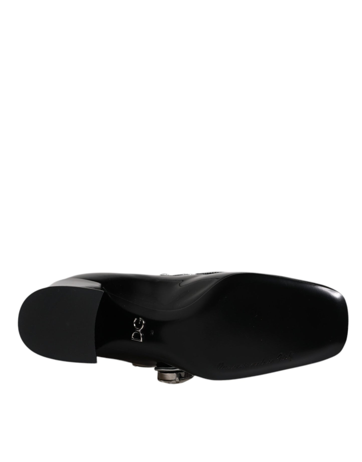 Black Patent Leather Crystal Mary Jane Pumps Shoes-Dolce & Gabbana-LabelTerrace.com