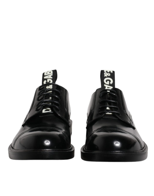 Black Patent Leather Derby Lace Up Formal Dress Shoes-Dolce & Gabbana-LabelTerrace.com
