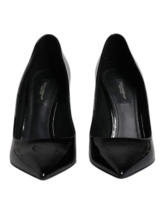 Black Patent Leather High Heels Pumps Shoes-Dolce & Gabbana-LabelTerrace.com