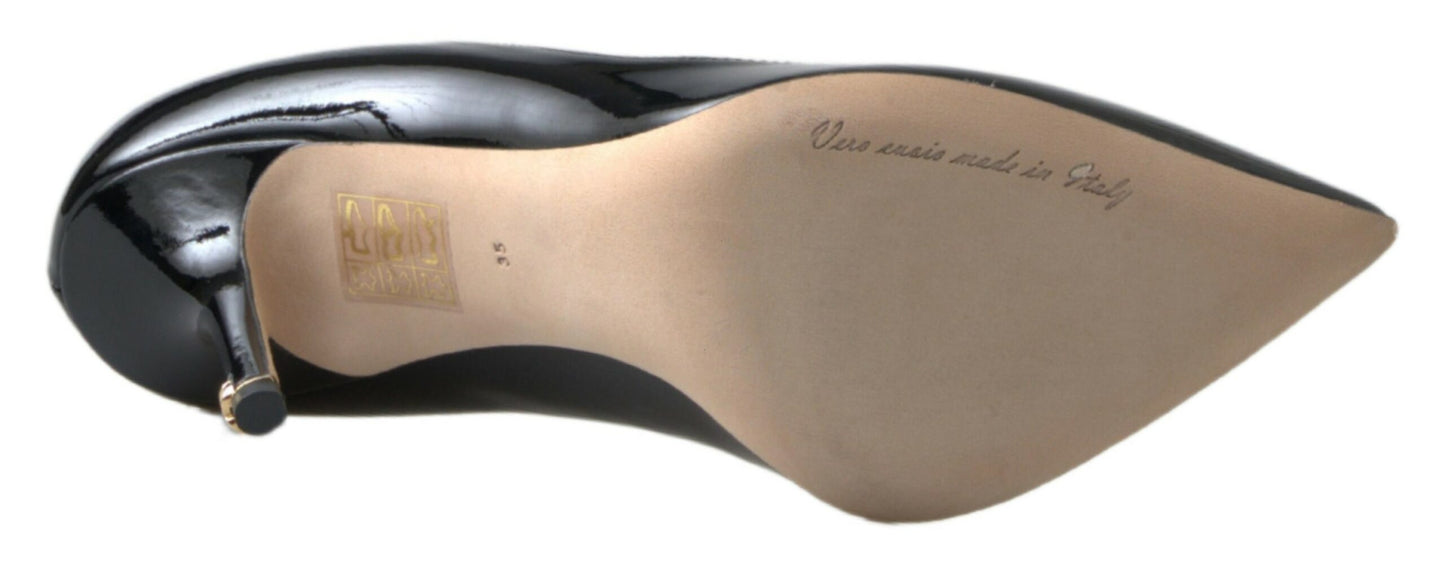 Black Patent Leather High Heels Pumps Shoes-Dolce & Gabbana-LabelTerrace.com